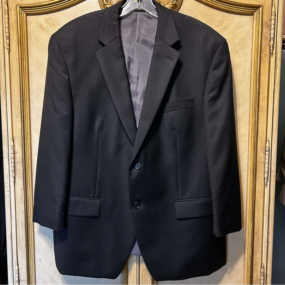 Michael Kors Black Gray Pinstripe Wool Jacket Blazer